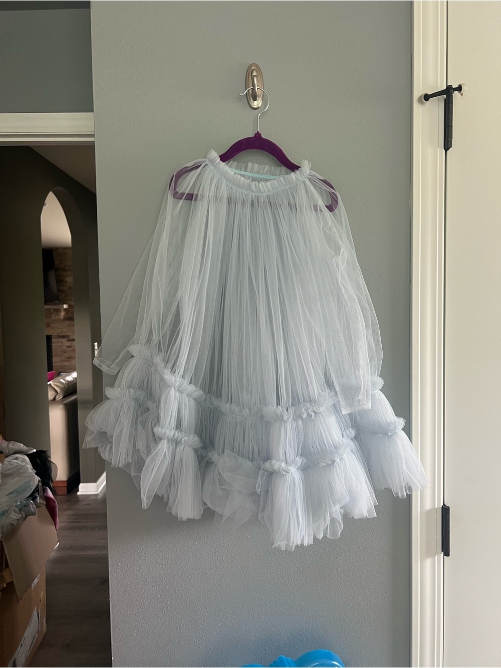 Light Blue Tulle Tiered Overdress